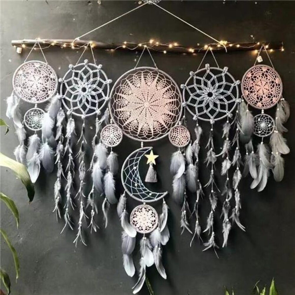 Moon Phase Dreamcatcher Set Boho Wall Decor (Color Flower) - Picture 1 of 1